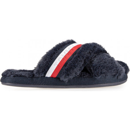 Granatowe klapki Tommy Hilfiger z płaską podeszwą