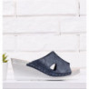 Granatowe klapki Yourshoes ze skóry ekologicznej