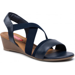 Granatowe sandały Go Soft z klamrami ze skóry w stylu casual