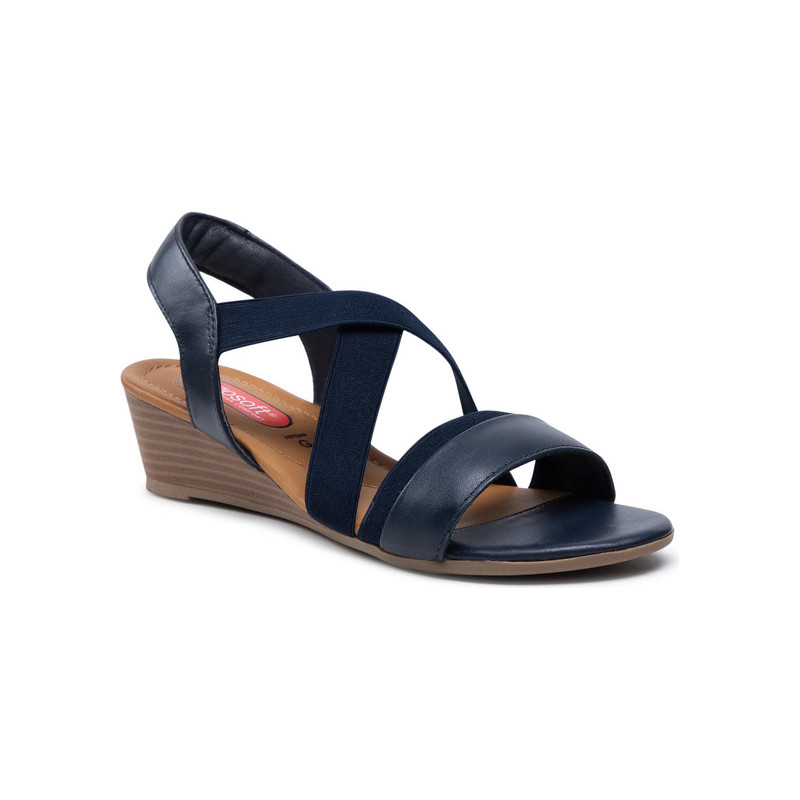 Granatowe sandały Go Soft z klamrami ze skóry w stylu casual