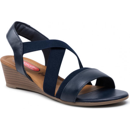 Granatowe sandały Go Soft z klamrami ze skóry w stylu casual