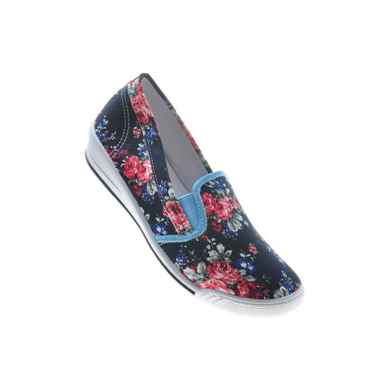 Granatowe trampki dziecięce Pantofelek24 w kwiatki