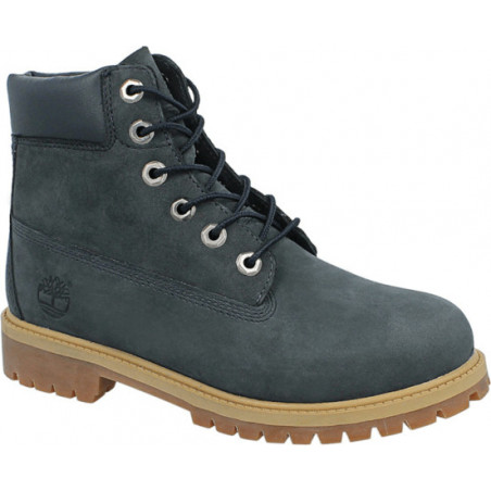 Granatowe trapery damskie Timberland ze skóry na platformie