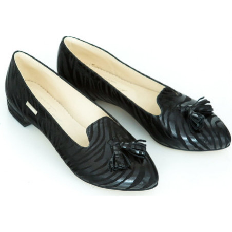 Baleriny Zapato ze skóry z płaską podeszwą w stylu glamour