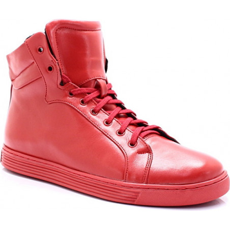 KENT 306S CZERWONE - Wysokie buty ze skóry