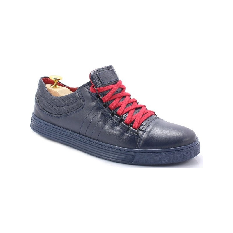 Kent TYMOTEO 305 GRANATOWE - Skórzane trampki