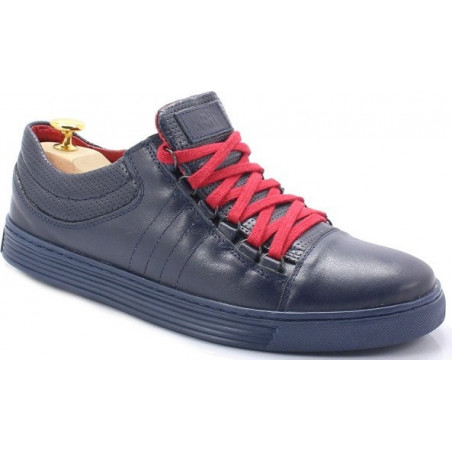 Kent TYMOTEO 305 GRANATOWE - Skórzane trampki