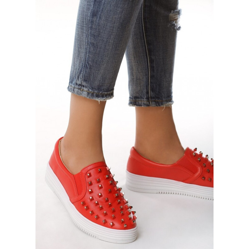 Born2be czerwone slip on power rock