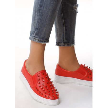 Born2be czerwone slip on power rock