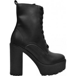 Botki Altercore na obcasie ze skóry sznurowane