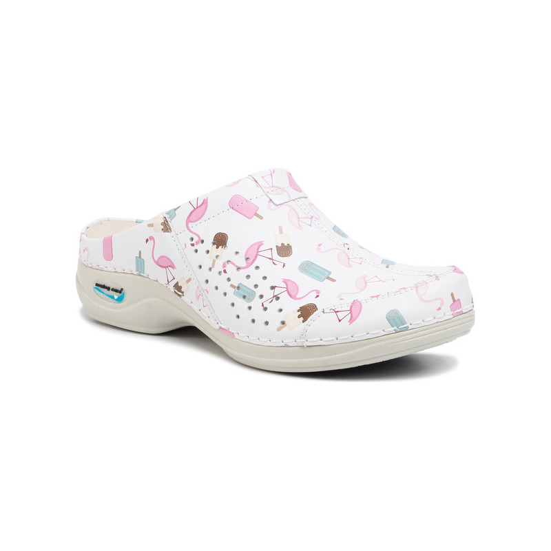 Klapki Nursing Care w stylu casual z nadrukiem