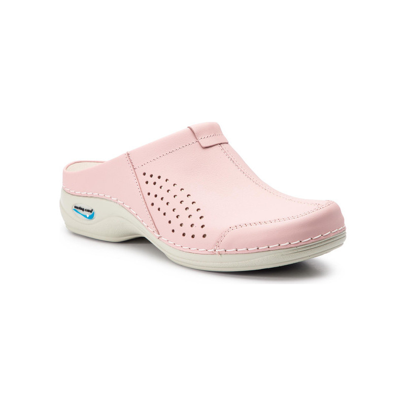 Klapki Nursing Care w stylu casual ze skóry ekologicznej