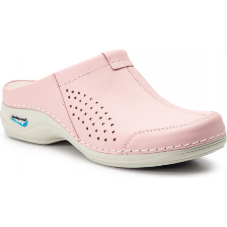 Klapki Nursing Care w stylu casual ze skóry ekologicznej
