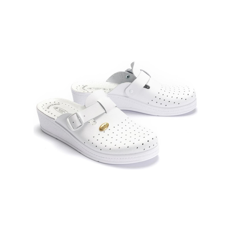 Klapki Sanital Flex ze skóry w stylu casual