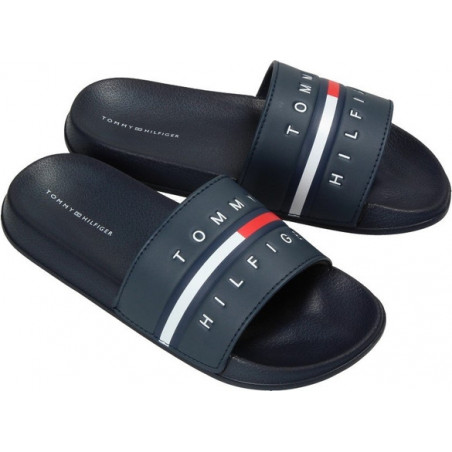Klapki Tommy Hilfiger w stylu casual ze skóry