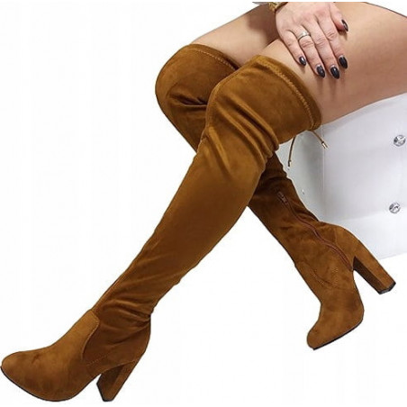 Kozaki Fashion z zamszu sznurowane