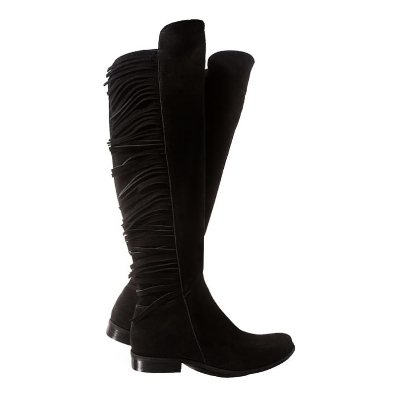 Kozaki Lafemmeshoes przed kolano w stylu boho ze skóry