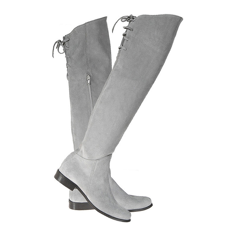 Kozaki Lafemmeshoes za kolano na zamek z płaską podeszwą