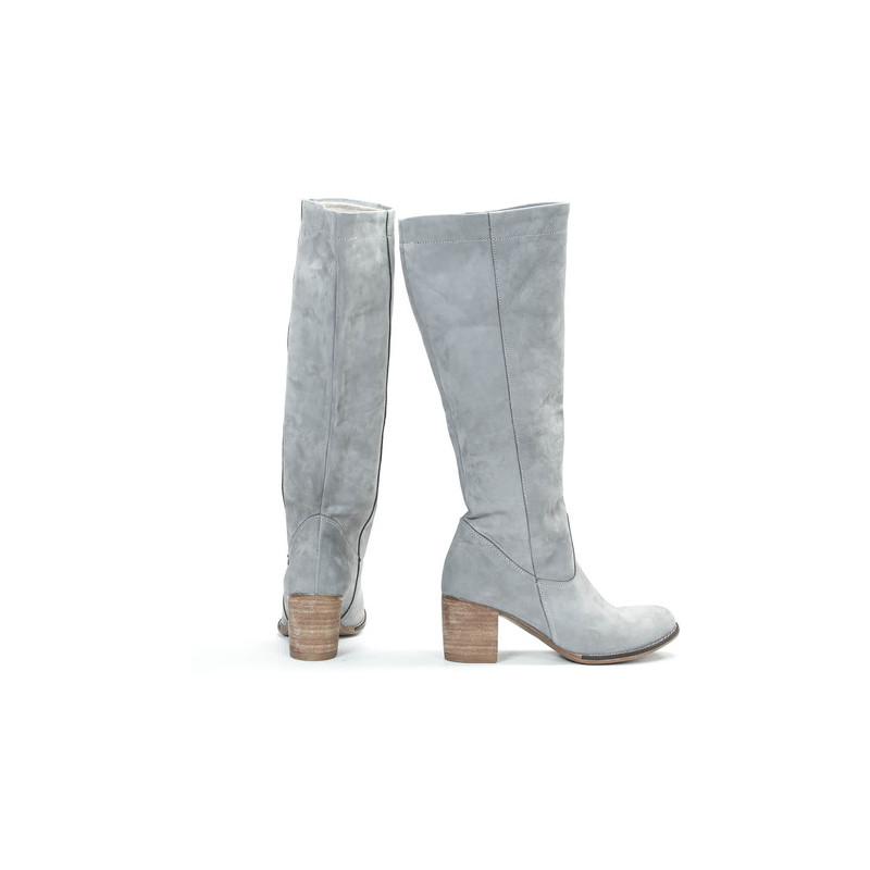 Kozaki Zapato na obcasie w stylu casual ze skóry