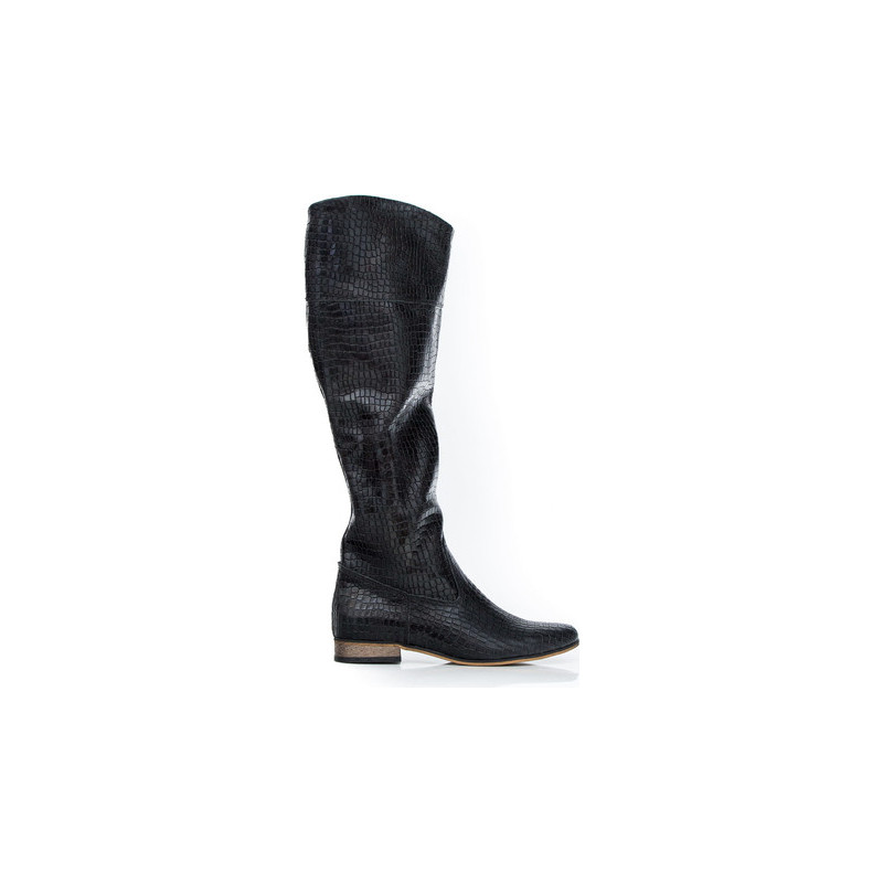 Kozaki Zapato ze skóry w stylu klasycznym z płaską podeszwą