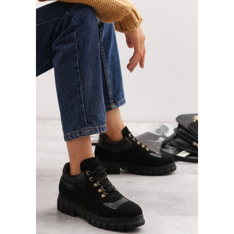 Botki born2be w stylu casual na platformie sznurowane