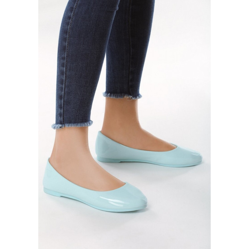 Niebieskie baleriny born2be na obcasie w stylu casual