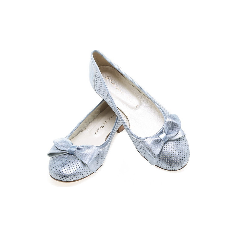 Niebieskie baleriny Lafemmeshoes w stylu klasycznym ze skóry