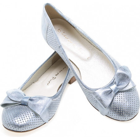 Niebieskie baleriny Lafemmeshoes w stylu klasycznym ze skóry