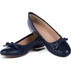 Niebieskie baleriny Lafemmeshoes z płaską podeszwą ze skóry