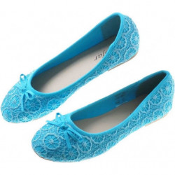 Niebieskie baleriny Pantofelek24 w stylu casual z płaską podeszwą