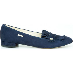 Niebieskie baleriny Zapato z płaską podeszwą w stylu boho