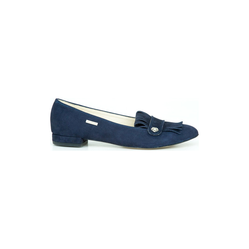 Niebieskie baleriny Zapato z płaską podeszwą w stylu boho