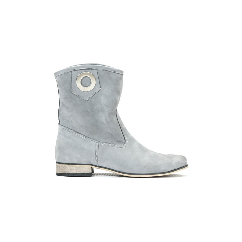 Niebieskie botki Zapato ze skóry w stylu casual na obcasie