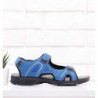 Niebieskie buty letnie męskie Yourshoes ze skóry na rzepy