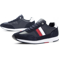 Niebieskie buty sportowe Tommy Hilfiger sznurowane z zamszu