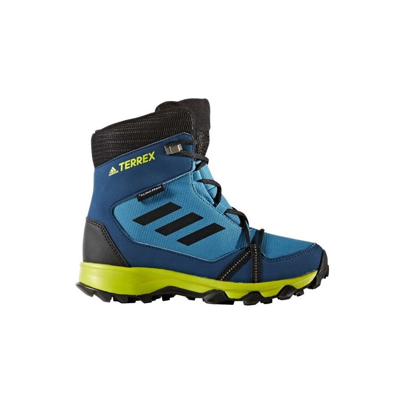 Niebieskie buty trekkingowe dziecięce Adidas w paseczki sznurowane dla chłopców