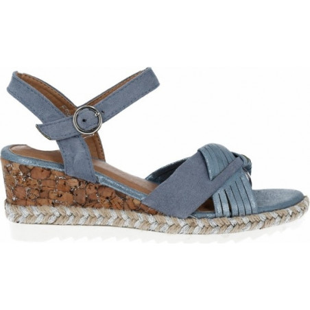 Niebieskie espadryle Lady Glory na koturnie z klamrami