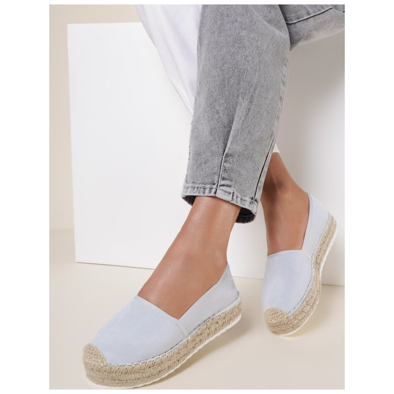 Niebieskie espadryle Renee z płaską podeszwą z tkaniny w stylu casual