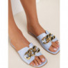 Niebieskie klapki Renee z płaską podeszwą