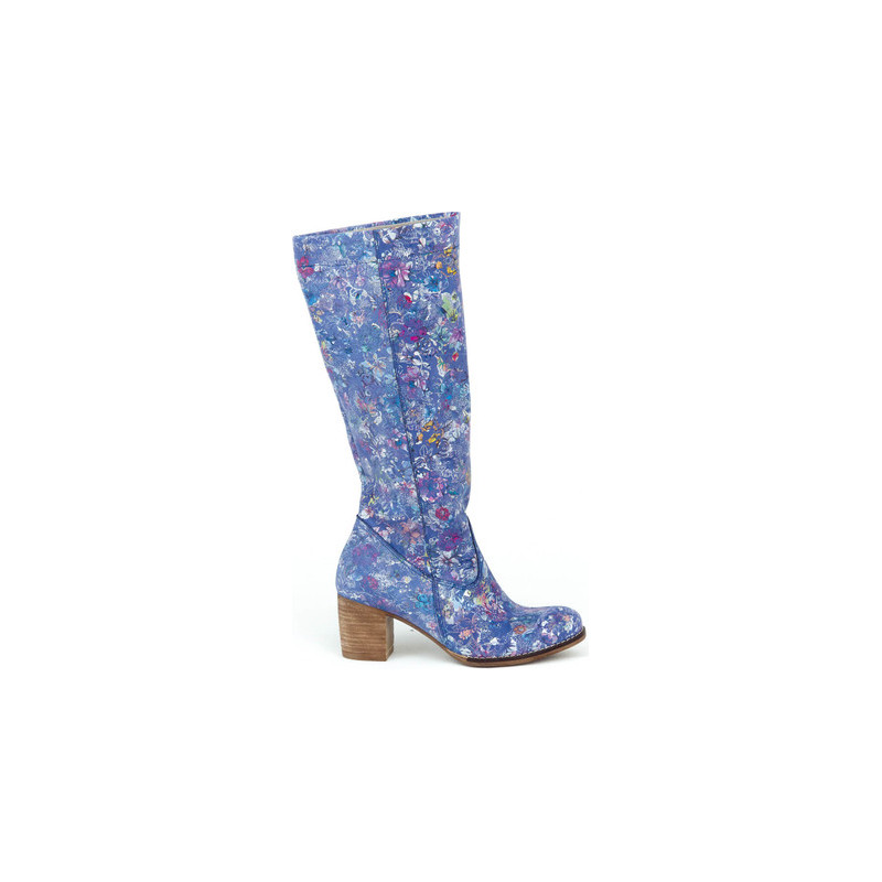 Niebieskie kozaki Zapato na obcasie w stylu boho