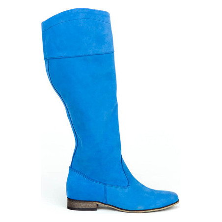 Niebieskie kozaki Zapato w stylu boho z płaską podeszwą ze skóry