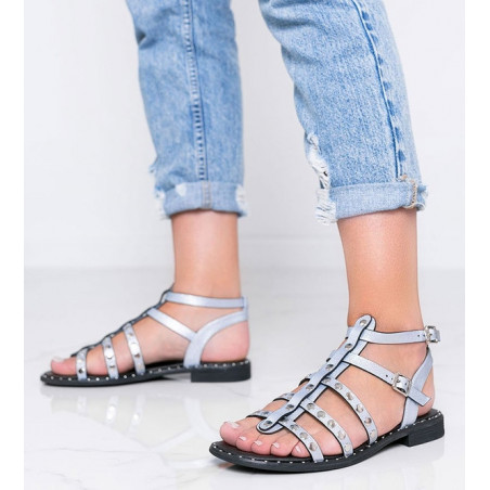 Niebieskie sandały Gemre.com.pl w stylu casual z klamrami