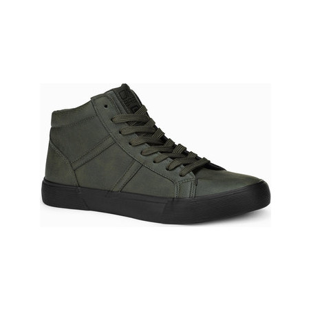 Ombre Buty męskie sneakersy T379 - ciemnooliwkowe