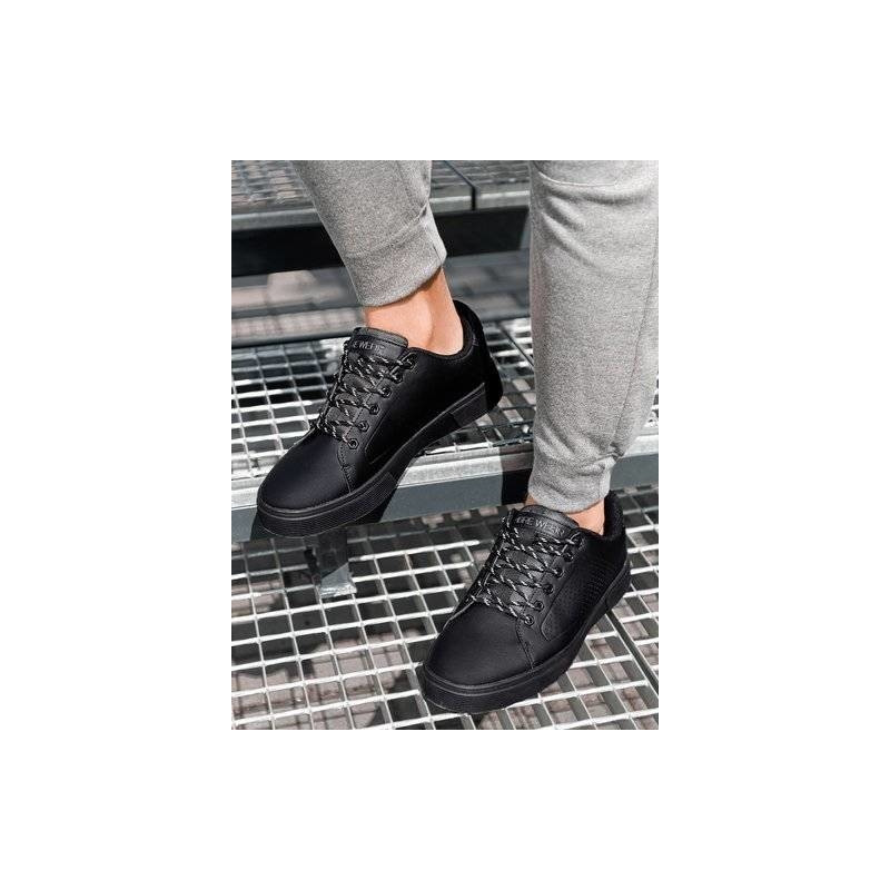 Ombre Klasyczne męskie buty sportowe T384 - czarne
