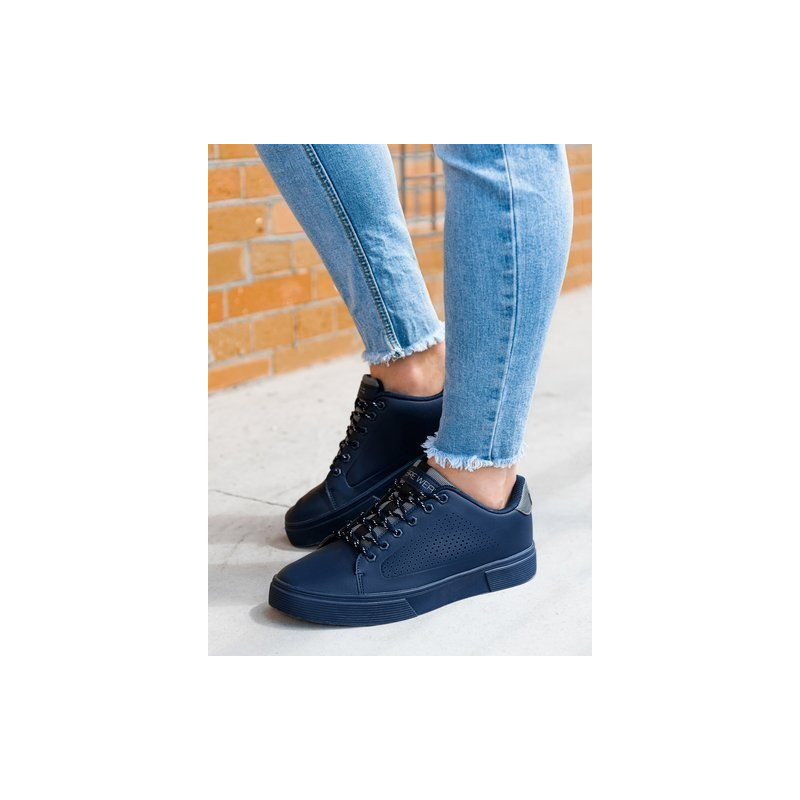 Ombre Klasyczne męskie buty sportowe T384 - granatowe