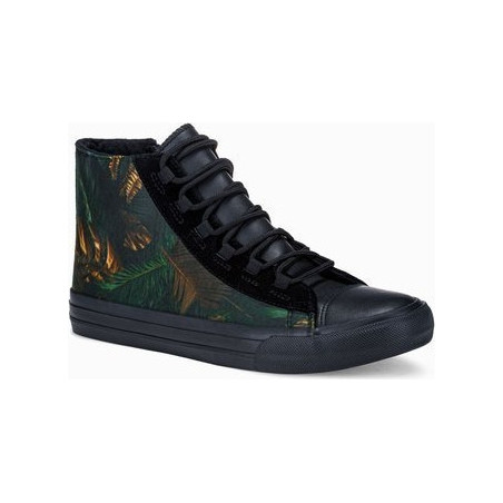 Ombre Trampki męskie wysokie T347 - khaki/granatowe