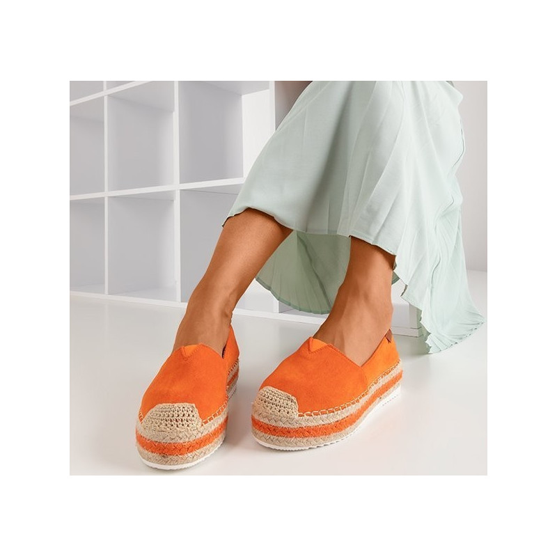 Pomarańczowe espadryle Royalfashion.pl na platformie