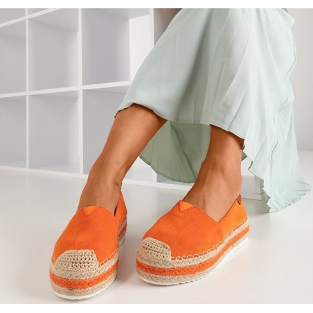 Pomarańczowe espadryle Royalfashion.pl na platformie