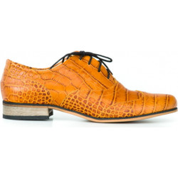 Pomarańczowe półbuty Zapato sznurowane w stylu boho ze skóry