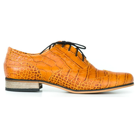 Pomarańczowe półbuty Zapato sznurowane w stylu boho ze skóry